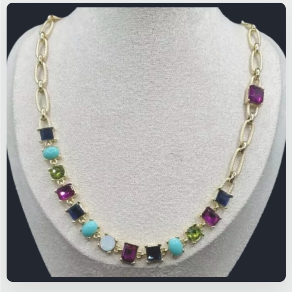 Graziano Signed RJ Multi Colored Lucite Rhinestone Chain Link Necklace FIRM - Picture 11 of 11